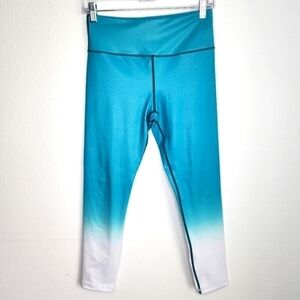 Zyia Active Snake Print Ombre Leggings Teal White 6-8